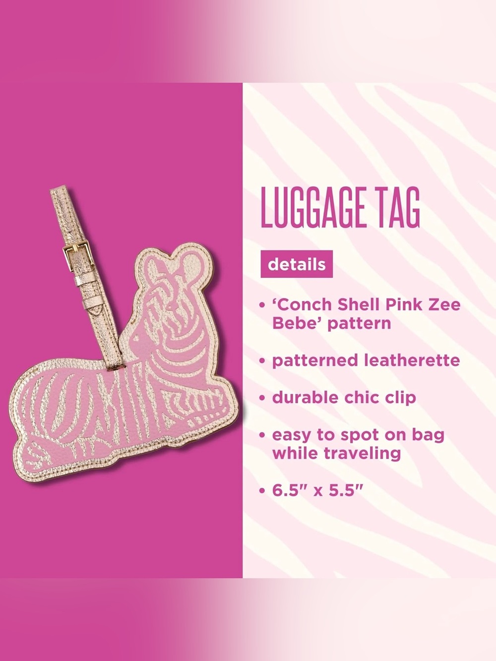 Lilly Pulitzer Zebra Luggage Tag - Picture 4 of 8